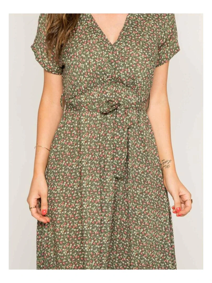Robe longue imprimée IBERTY   Kaki