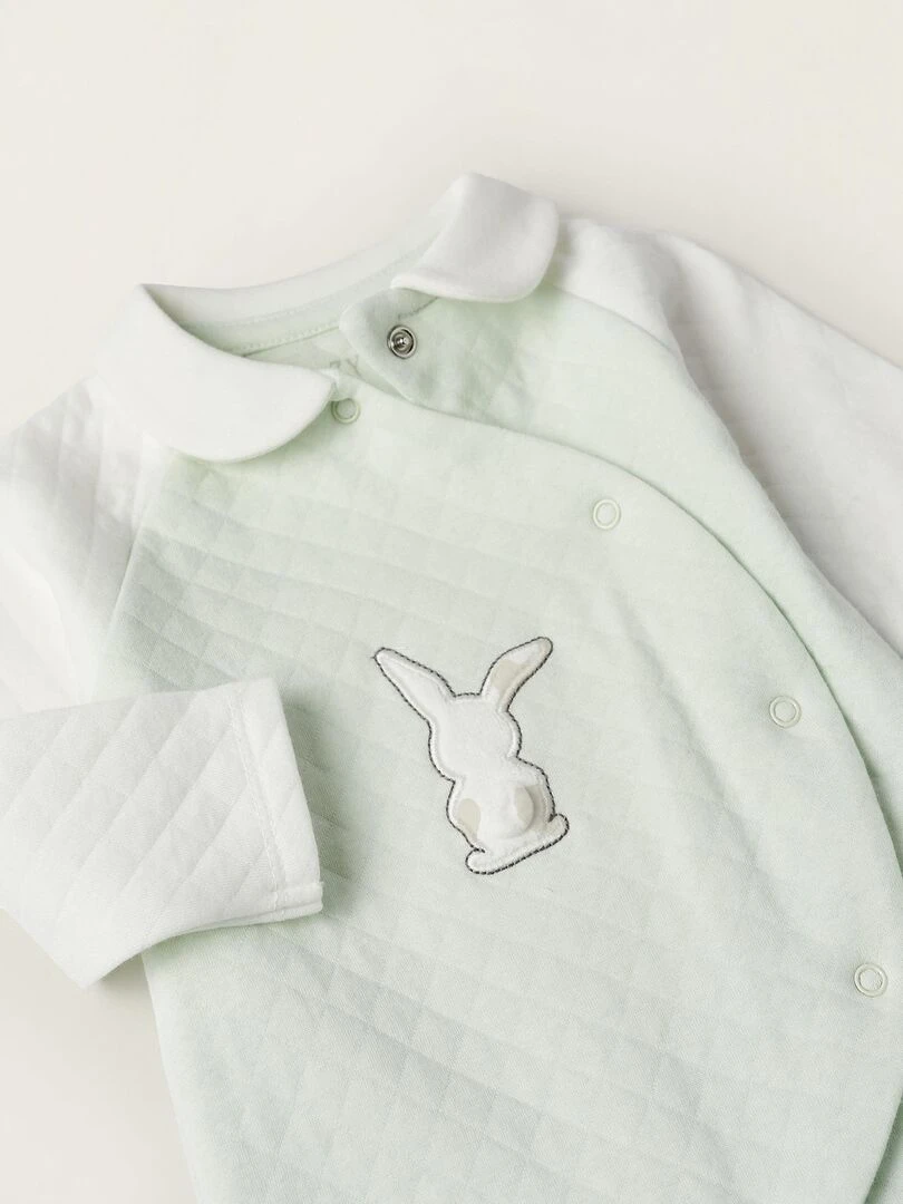 Grenouillère En Coton Pour Nouveau Né 'Lapins' manches longues EARLY BLOOM   Bleu clair