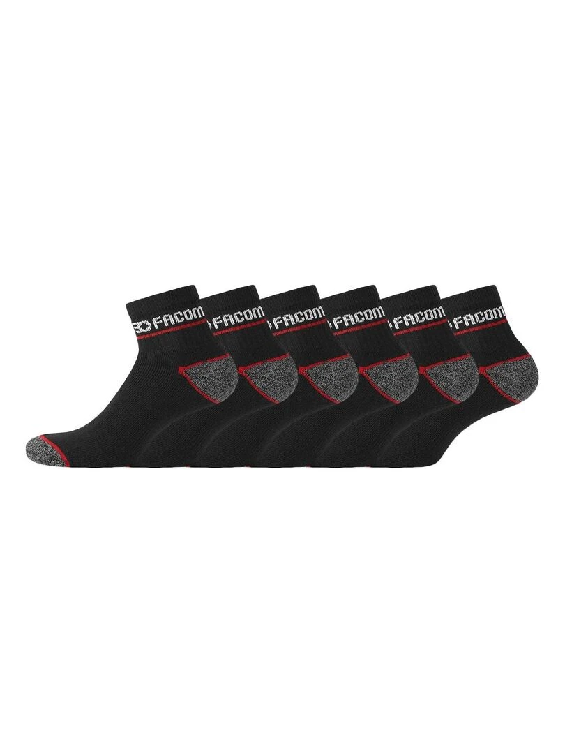 Lot de 6 Paires de Chaussettes Quarter de travail homme Red Facom Noir