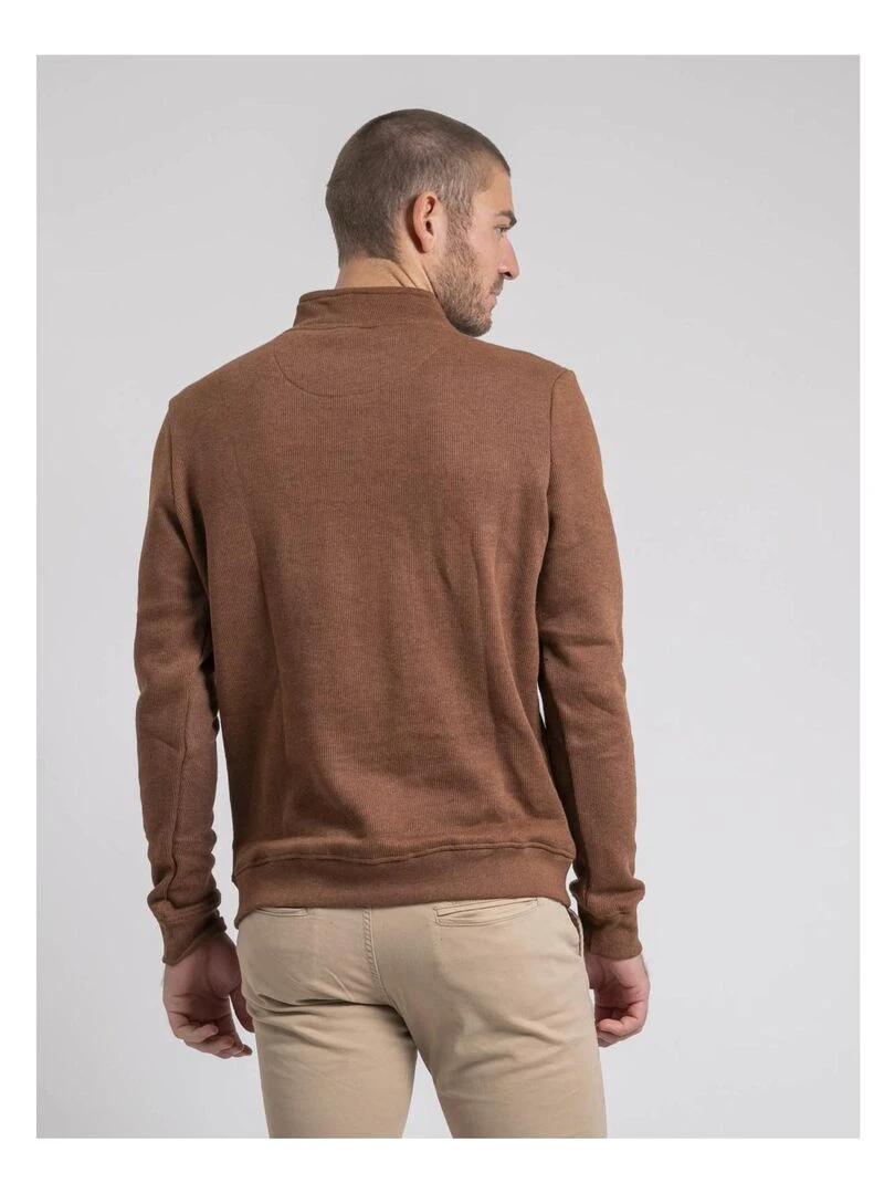 Sweat col montant zippé WOMPOU Marron caramel