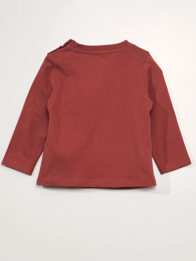 Tee shirt chiné avec imprimé en bouclette   Rouge