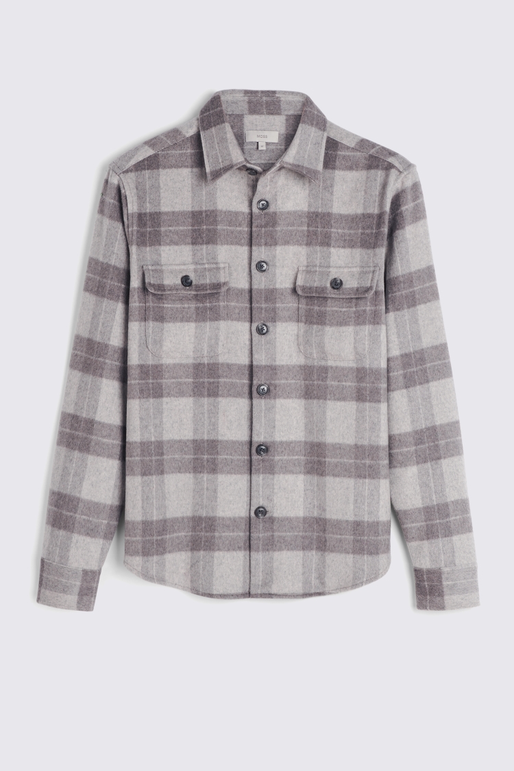 Taupe Check Overshirt   Buy Online at Moss