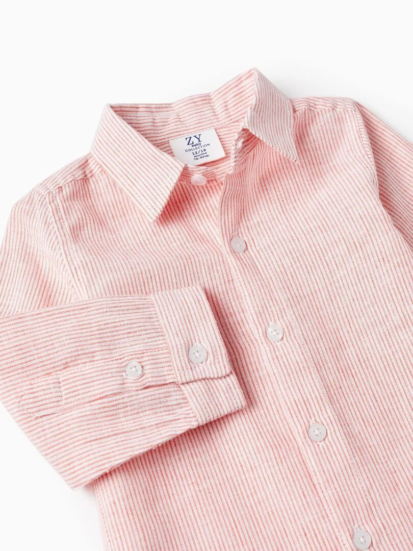 Chemise à Rayures pour Bébé Garçon manches longues CÉRÉMONIE   Rouge