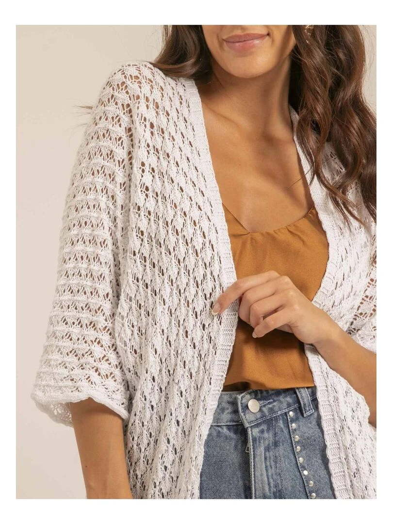 Gilet mi long ouvert KANONA   Blanc