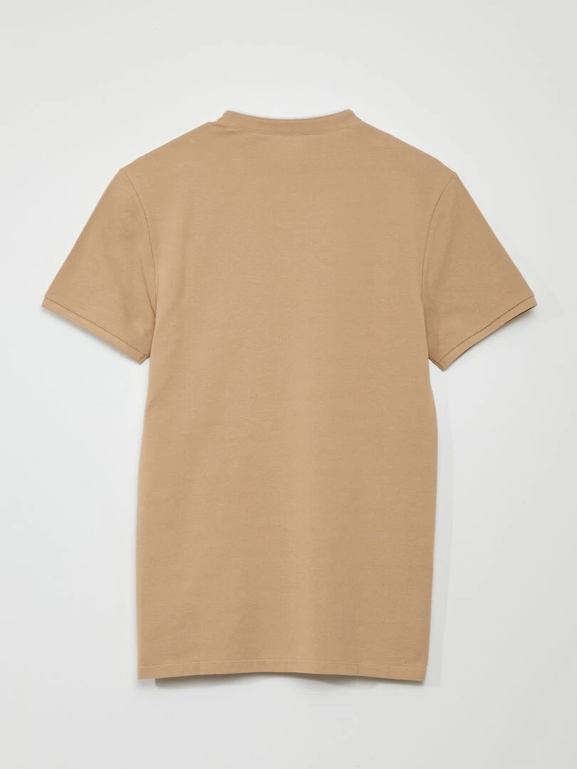 Polo à col mao en piqué de coton   Beige