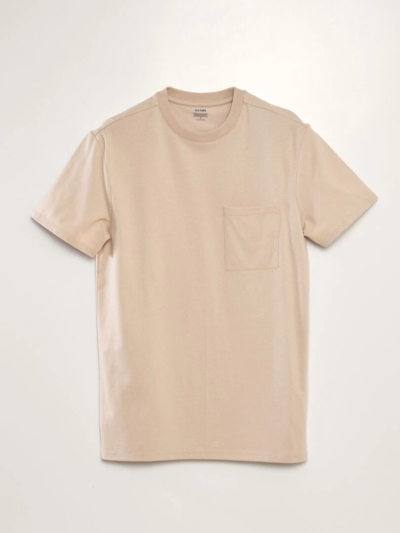 T shirt moucheté à poche poitrine Beige