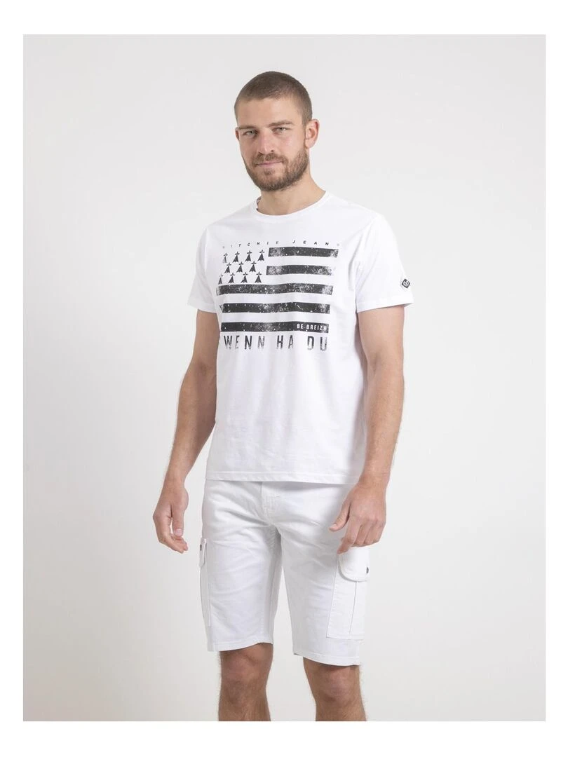 T shirt col rond pur coton NEVENOU Blanc