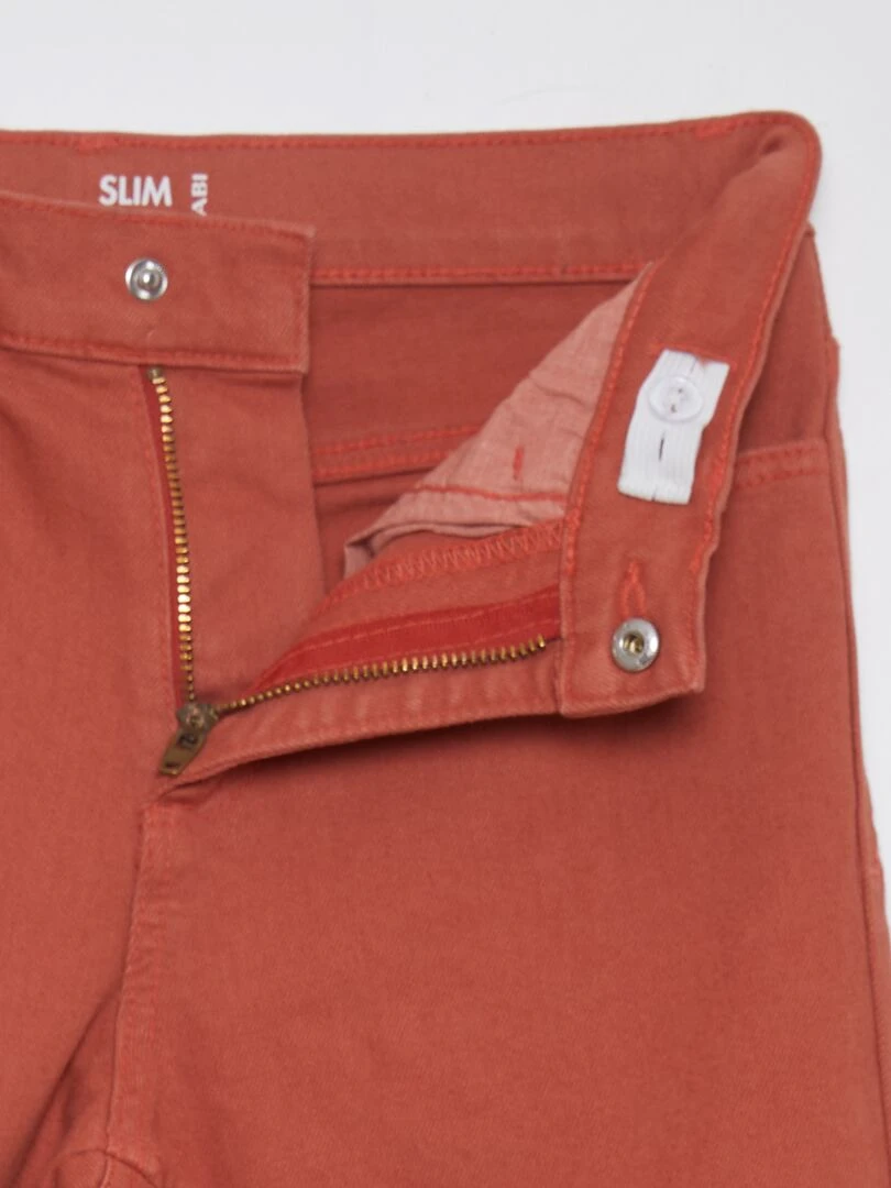 Jean slim à 5 poches   rouge brique