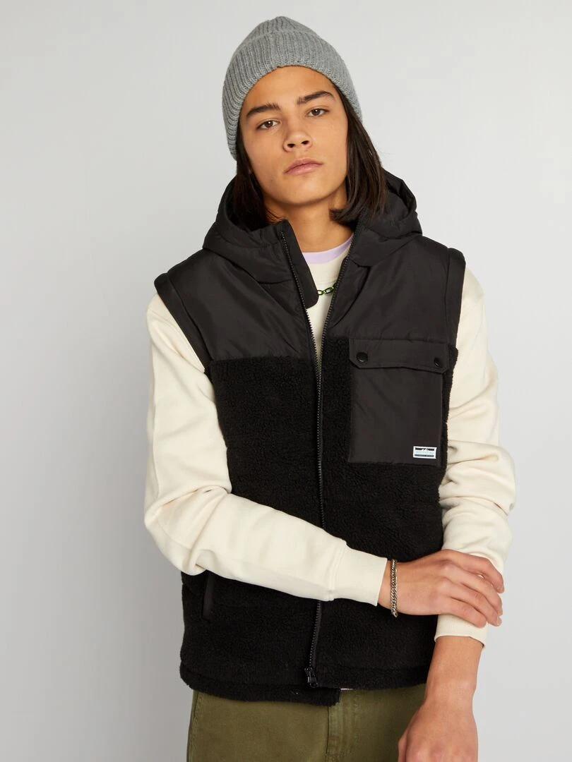 Veste en sherpa sans manches noir