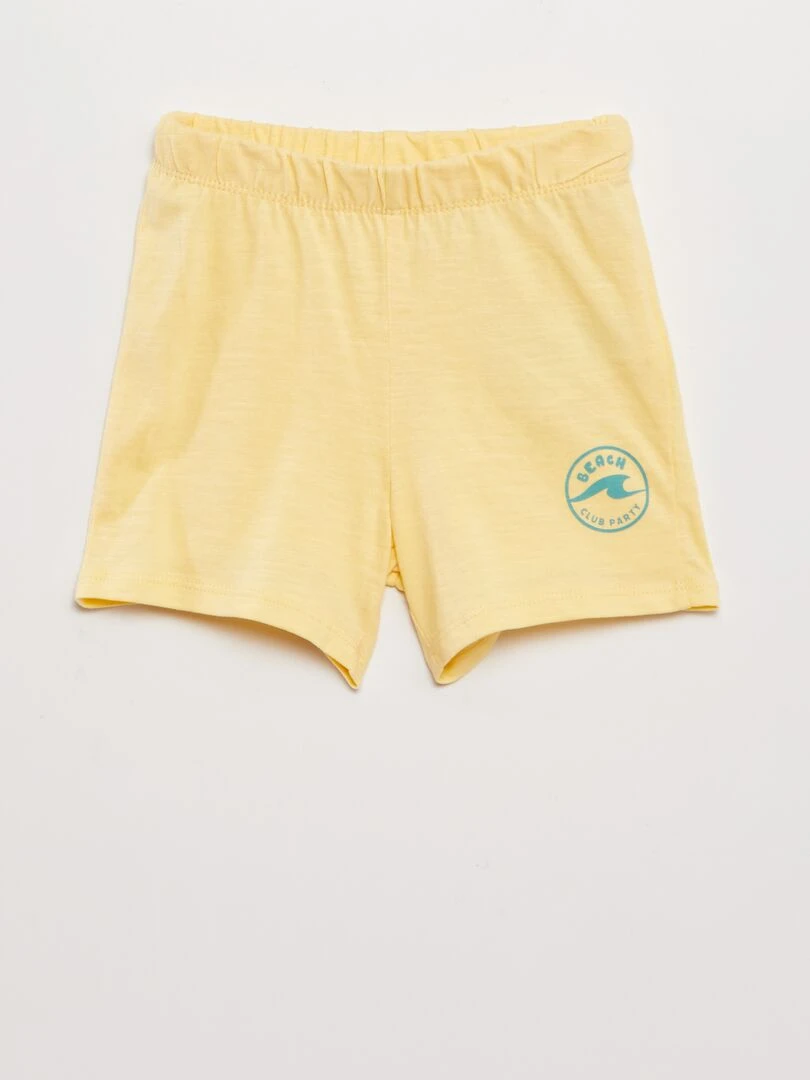 Ensemble short + t shirt 'beach'   2 pièces   Jaune