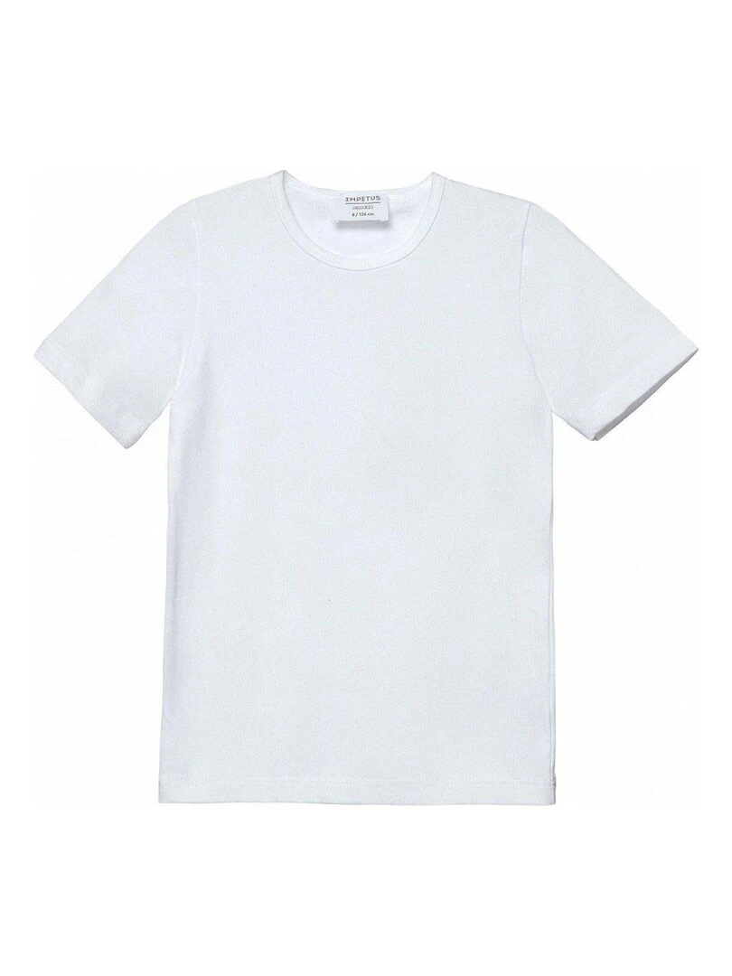 T shirt tricot de peau manches courtes en coton bio   Blanc