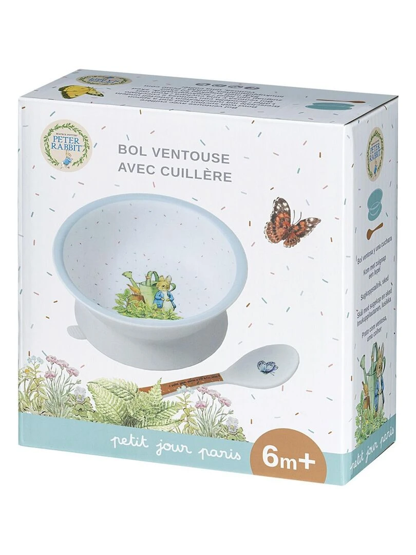 Bol ventouse et cuillère Pierre Lapin Bleu