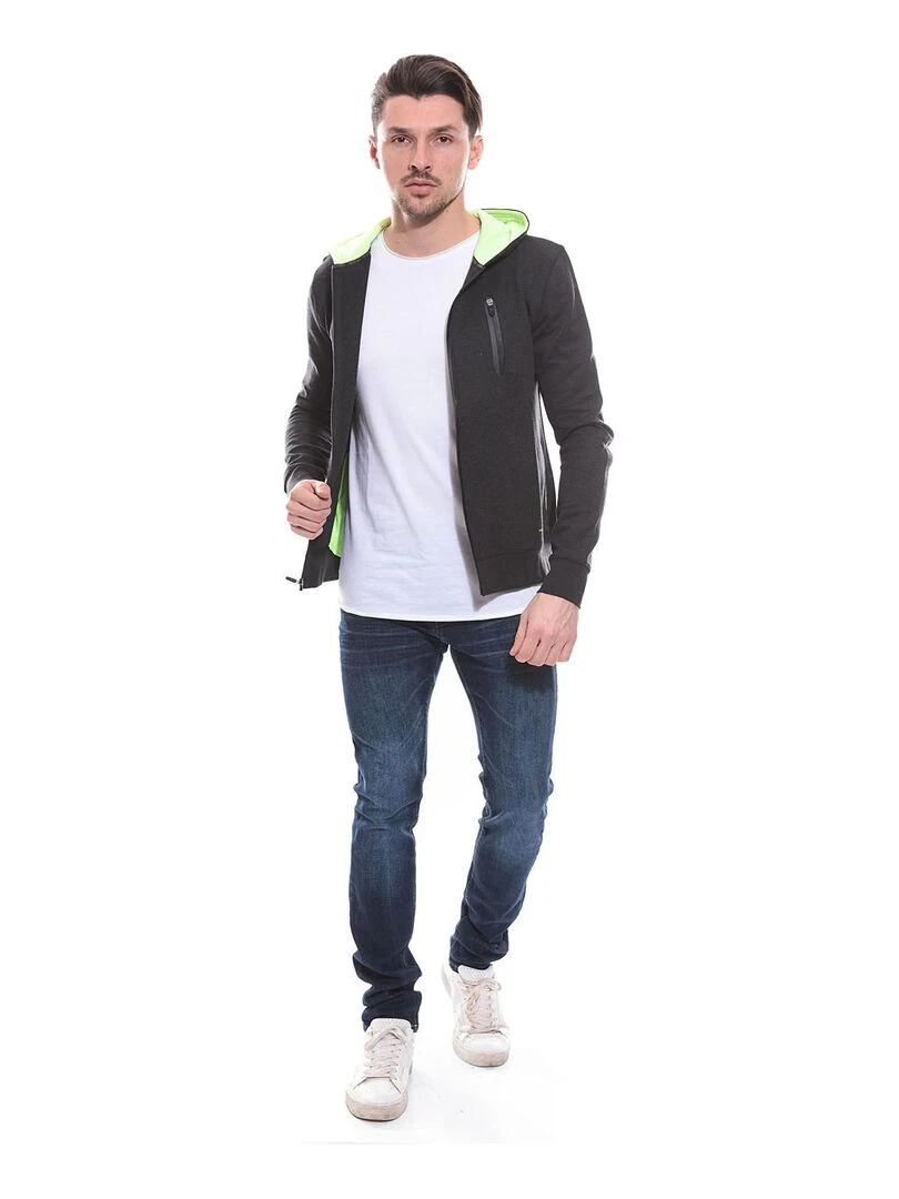 Sweat capuche zippé WELSON   Gris foncé