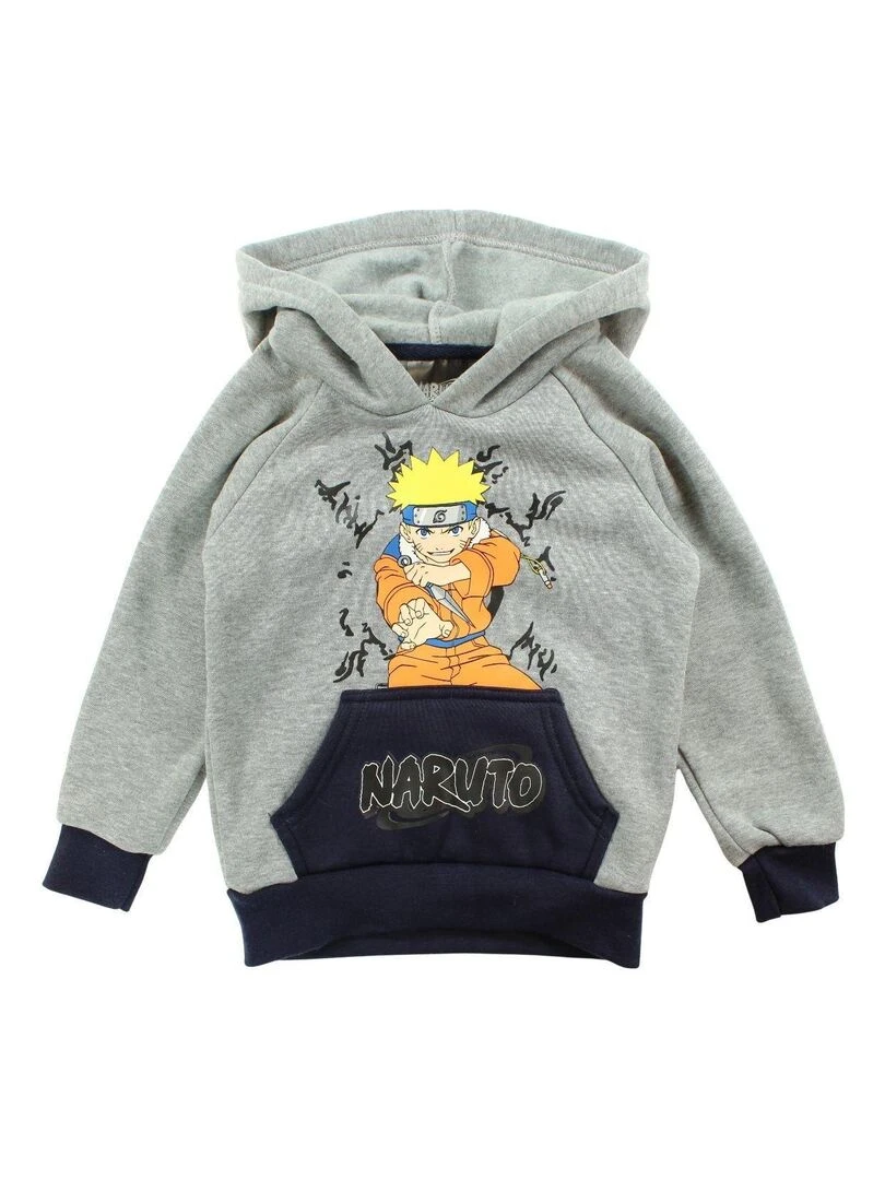 Disney Sweat garçon imprimé Naruto en coton Gris