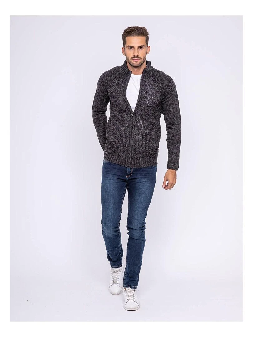 Gilet zippé col montant LIVIER   Gris foncé