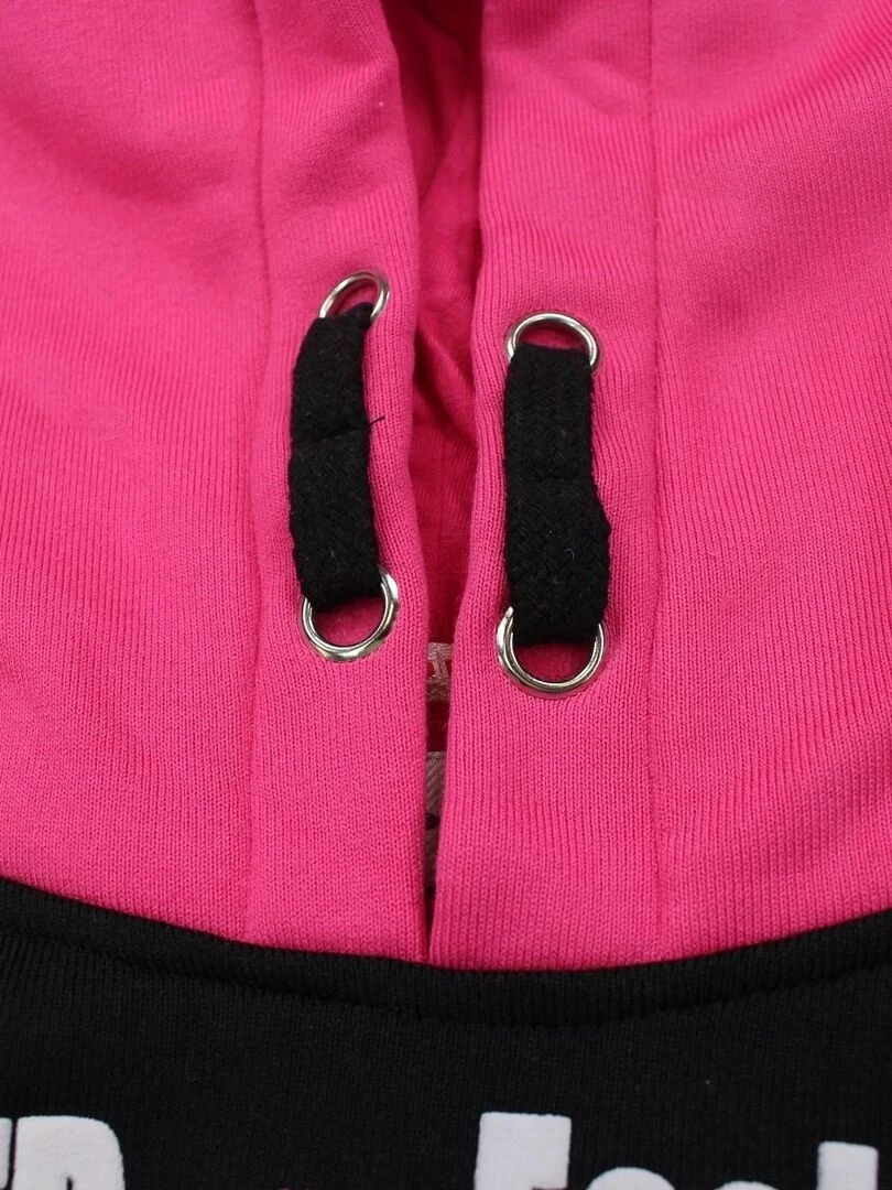 Lee Cooper   Sweat fille imprimé logo en coton   Rose fushia