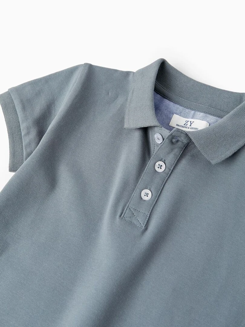 Polo à manches courtes en piqué de coton pour garçon 'B&S' manches courtes   Bleu