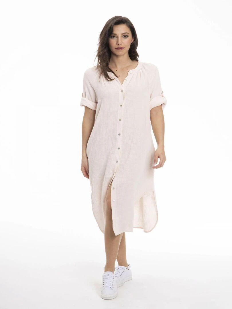 Robe col tunisien RUSSEL   Gérard Pasquier   Rose