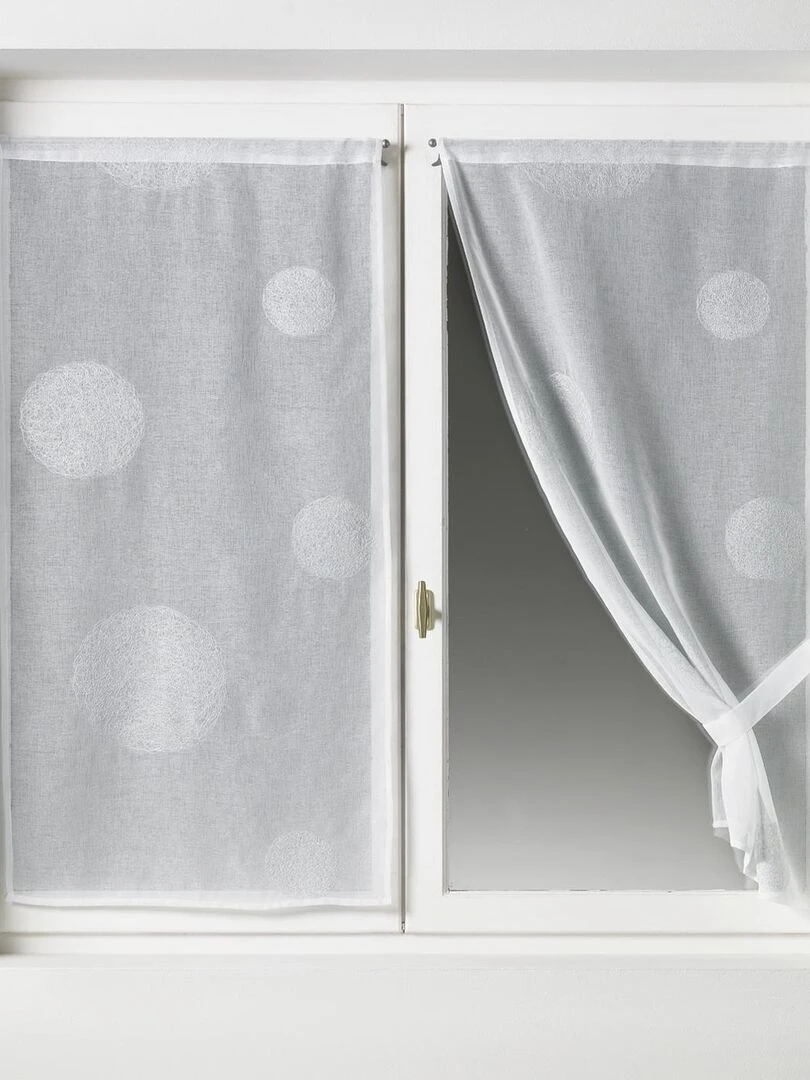 Vitrage Brodé fil lurex 'Ronds' Argent