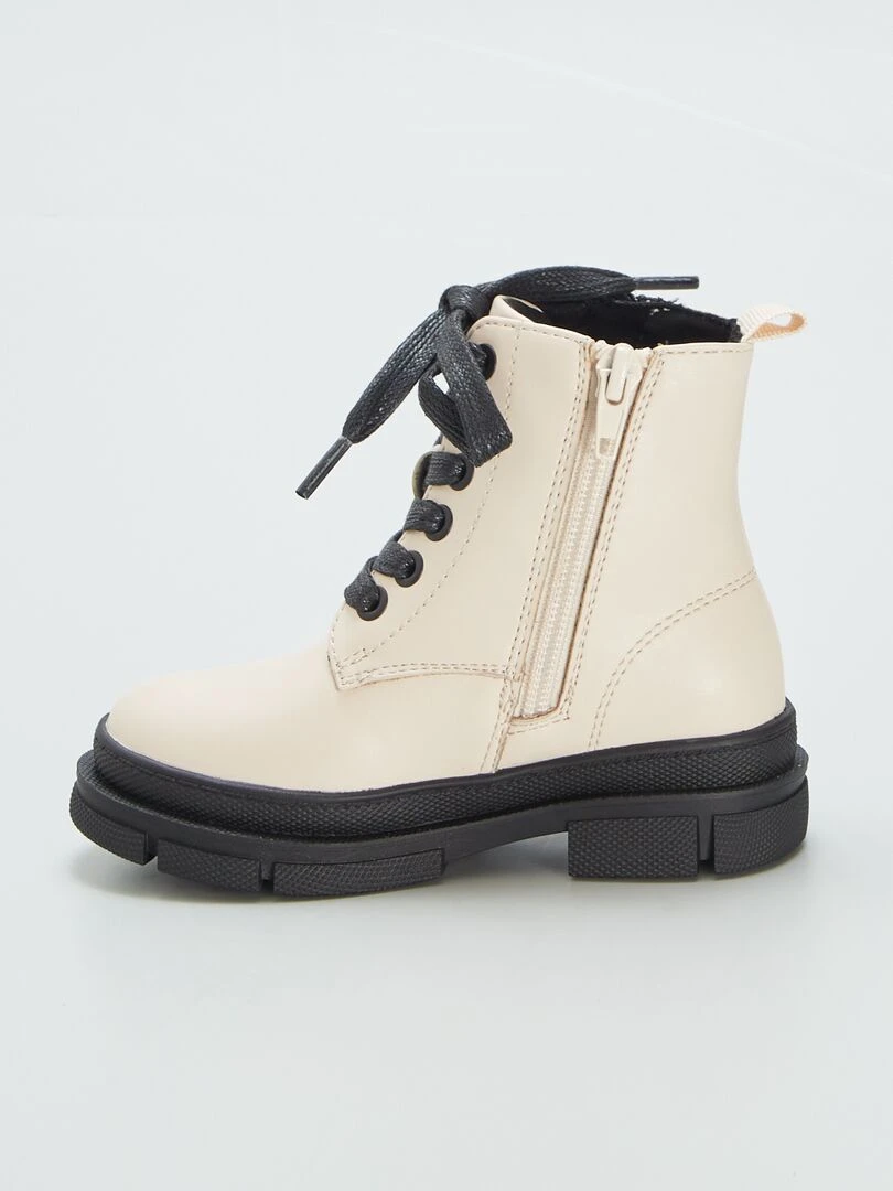 Bottines à lacets et fermeture   Beige