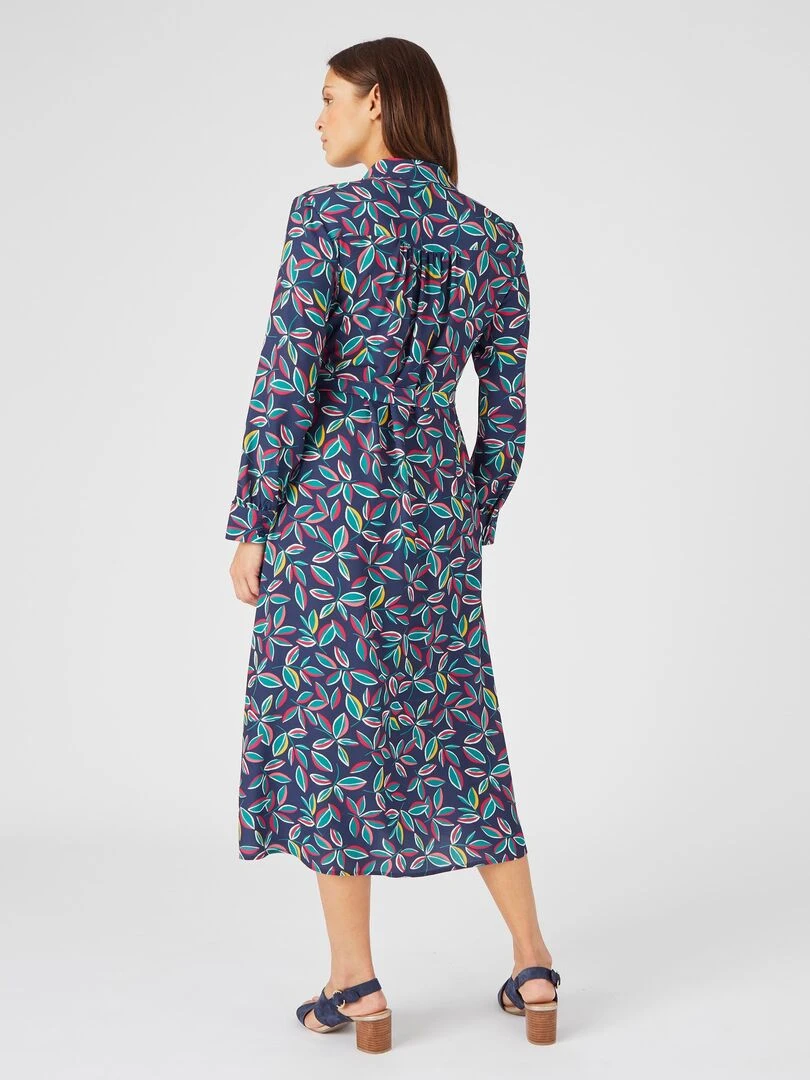 Robe chemisier crêpe reliéfé   Damart   Bleu marine