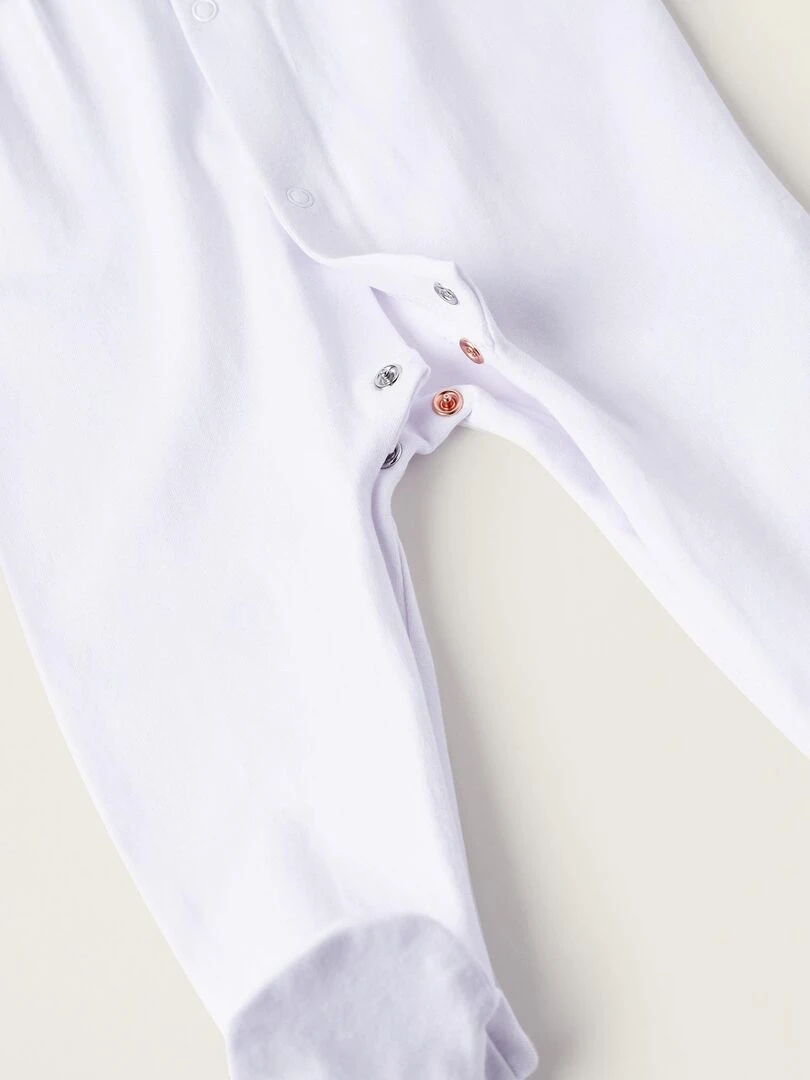 Grenouillère en Coton avec Volants et Dentelle pour Nouveau Née   Blanc