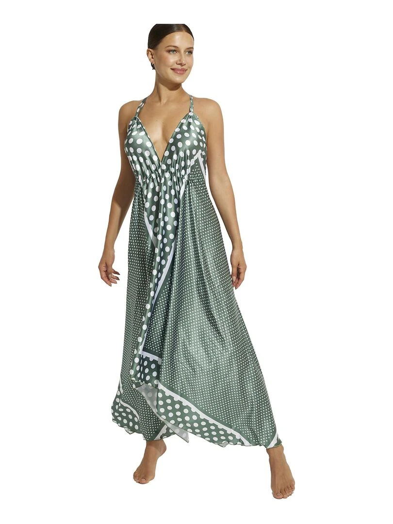 Robe longue estivale dos nu Negroni Kaki