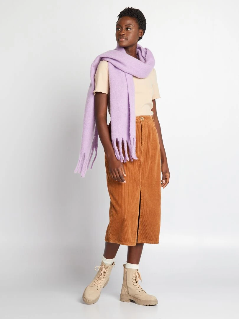 T shirt côtelé en matière doudou Beige