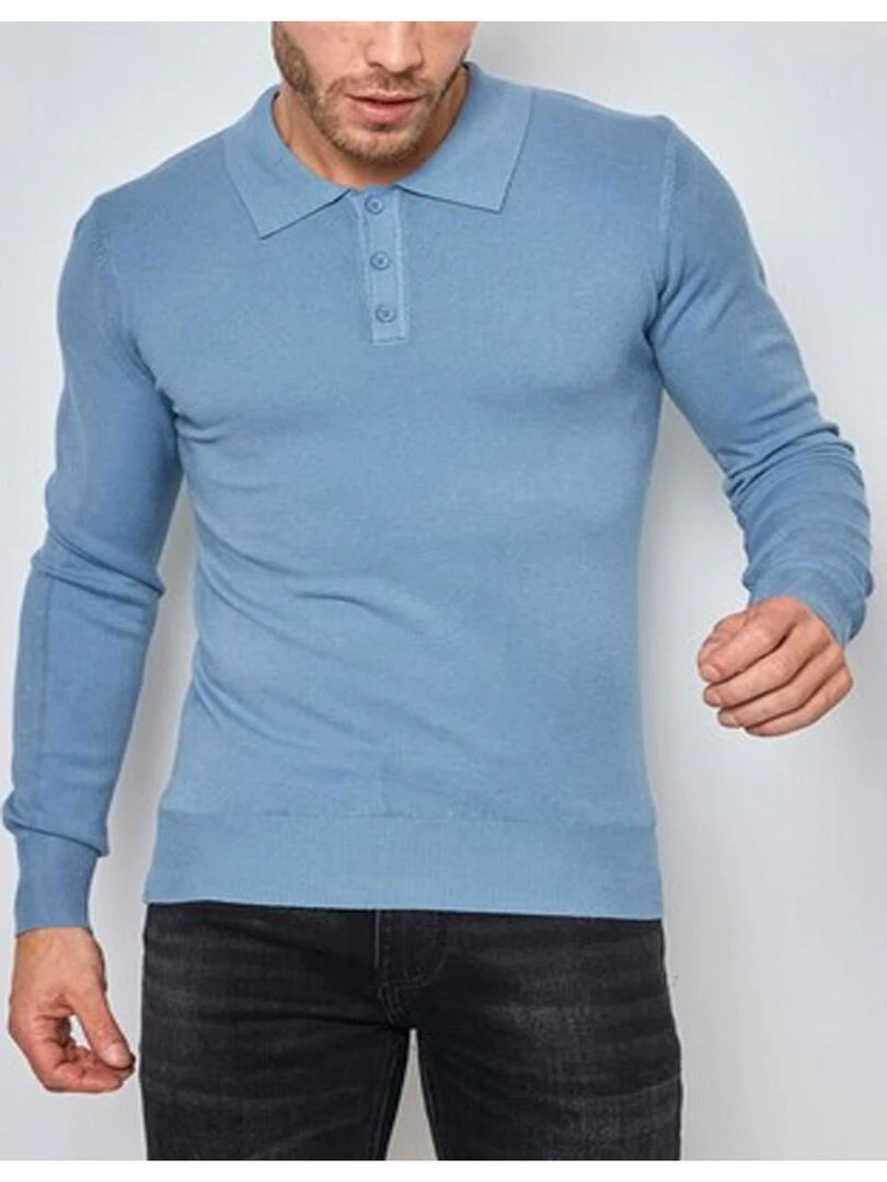 Pull col polo Kebello Bleu ciel