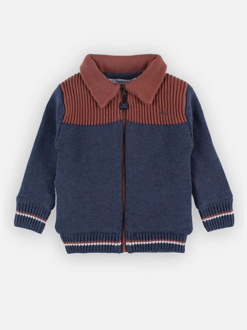 Gilet tricoloudoux caramel/bleu Noukie's Bleu