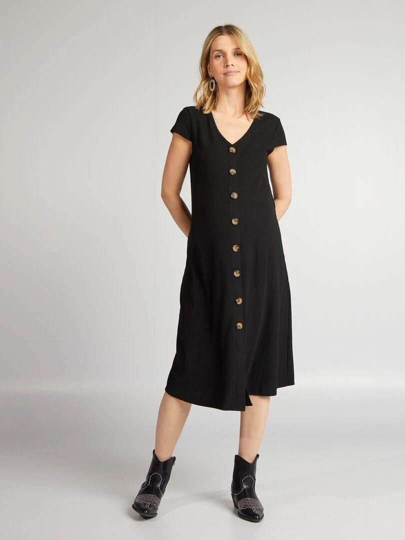 Robe courte en maille côtelée 'Only Maternity' noir
