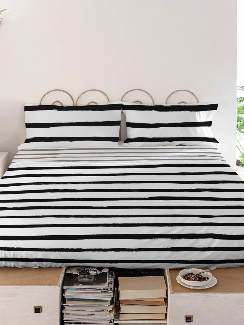 Drap Stripes "Happyfriday"   Blanc