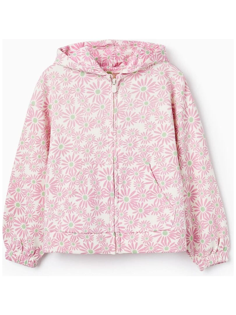 Manteau en coton à motif floral avec capuche THE WAVE TRIBE Beige clair