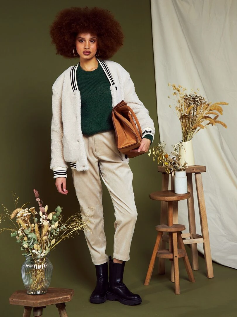 Pull court en maille Vert