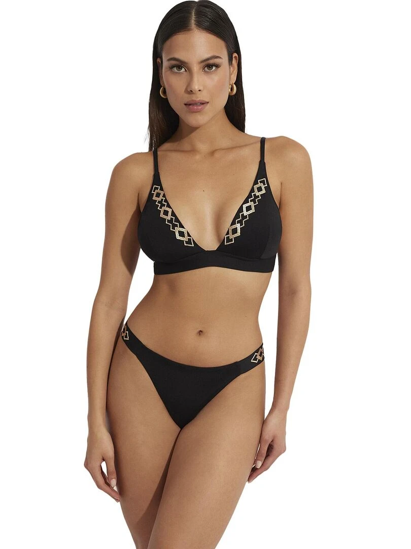 Bas maillot slip de bain taille basse Musha Cay   Noir