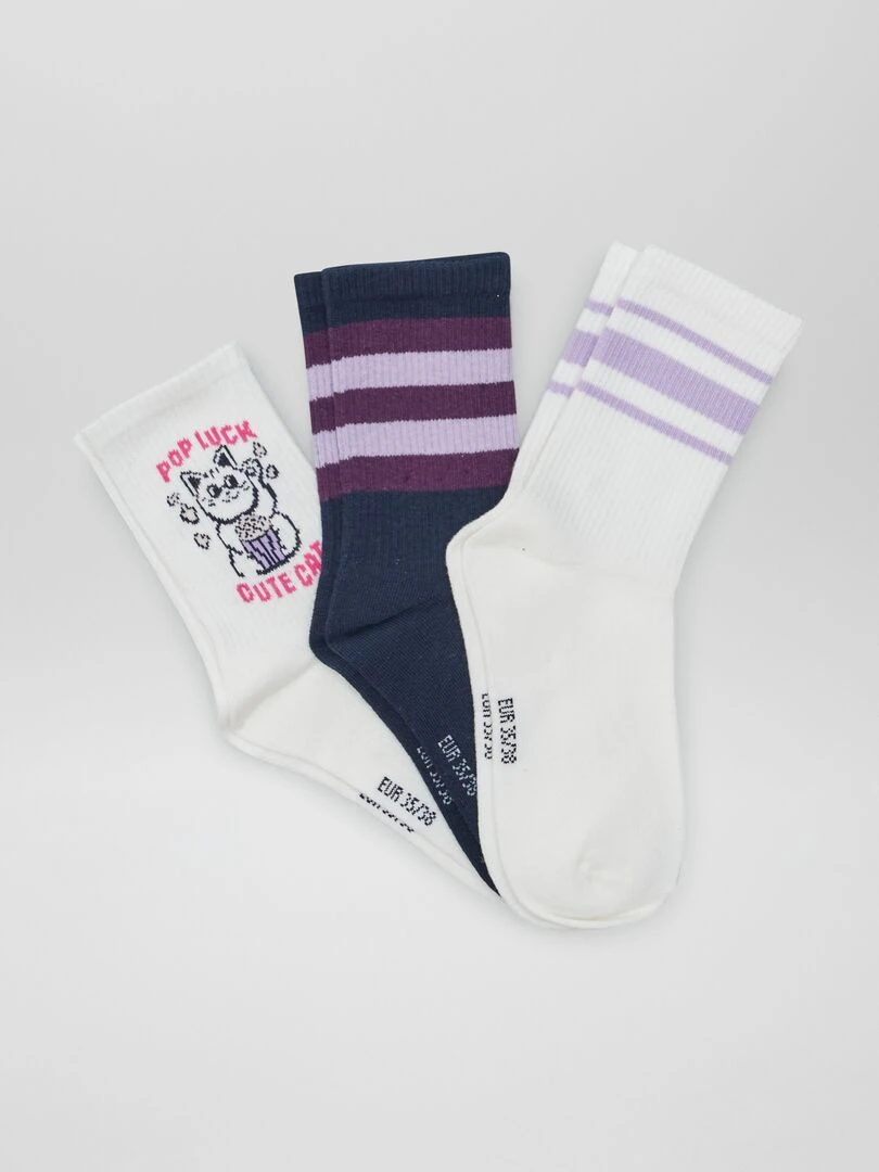 3 chaussettes style 'tennis' SET BLEU