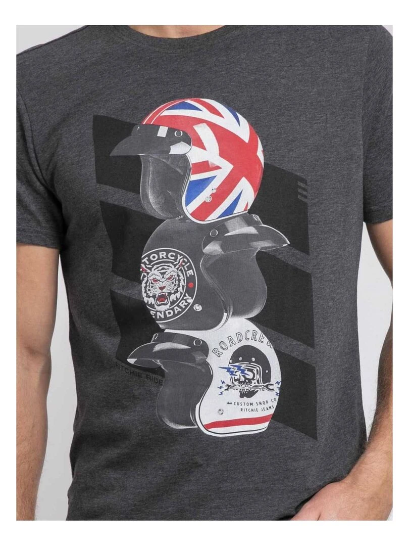 T shirt col rond pur coton JOAKIM   Gris