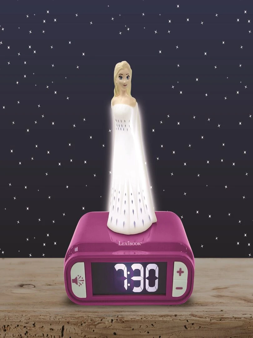 Réveil Avec Veilleuse En 3d Design Reine Des Neiges Elsa Et Effets Sonores   N/A