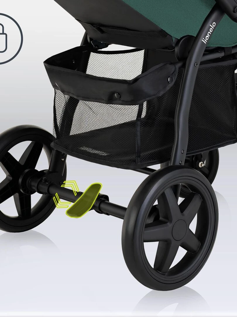 LIONELO Annet Plus   Poussette canne universelle   Jusqu'à 22 kg   Vert   Noir Vert Noir