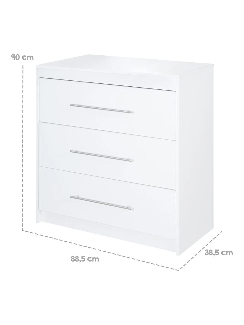 ROBA Commode à langer "Maren" avec Plan à Langer Amovible   3 Tiroirs   Hauteur 90 5 cm   Blanc Blanc