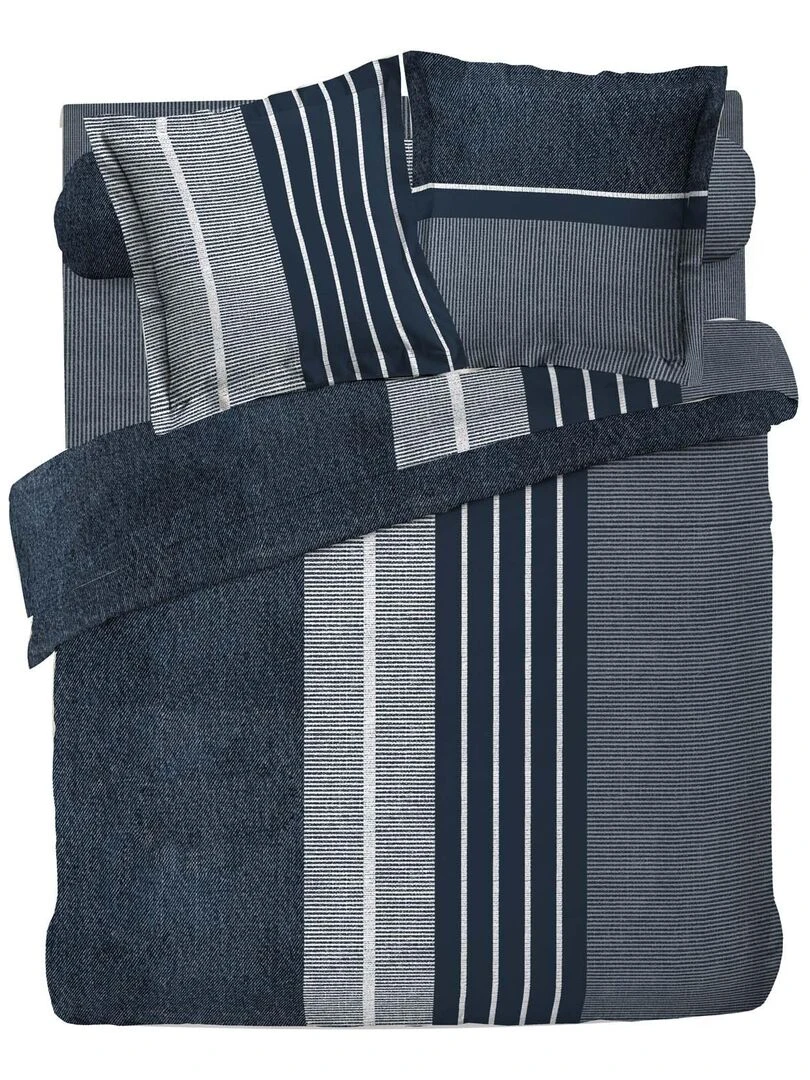 Housse de couette coton 6 pieces 220 x 240 cm Blueline Bleu