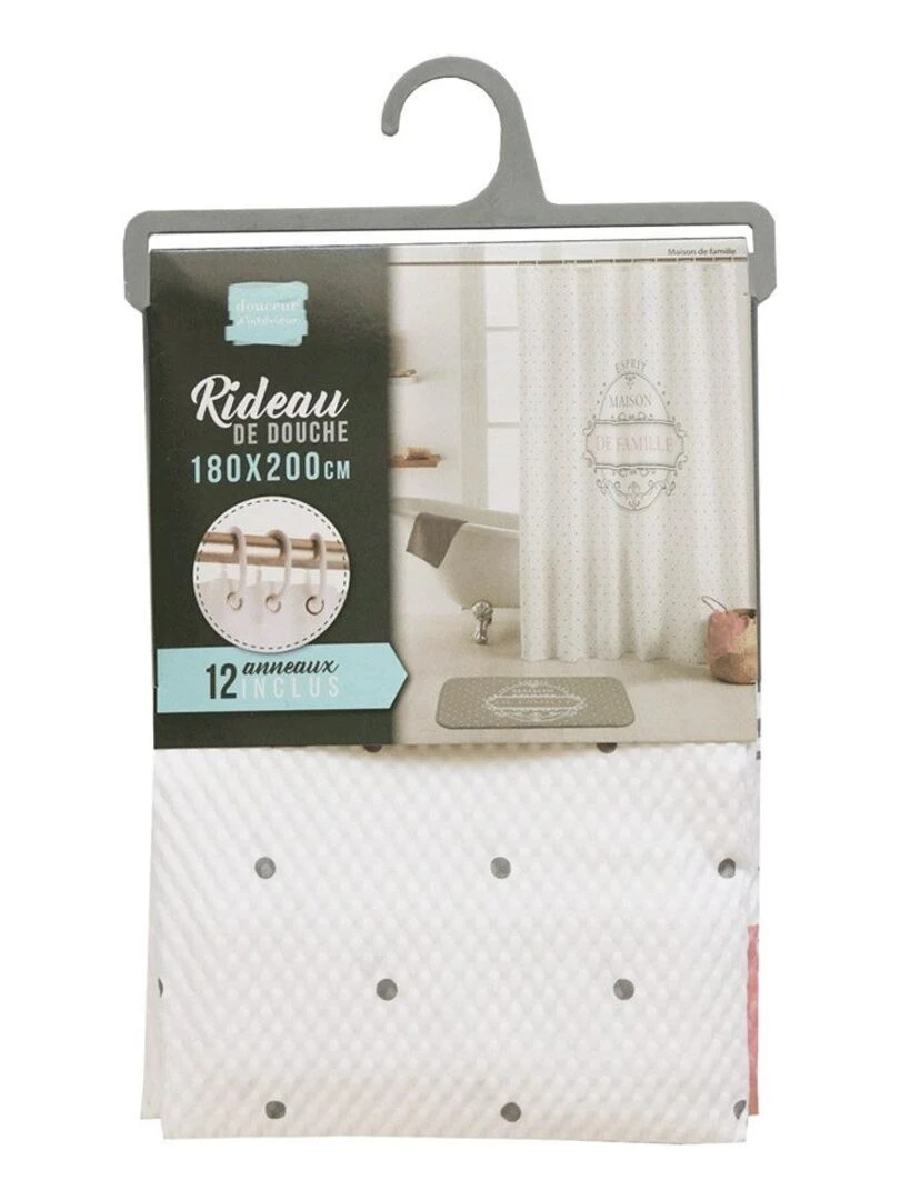 Rideau de douche 180x200 Maison de Famille   Blanc