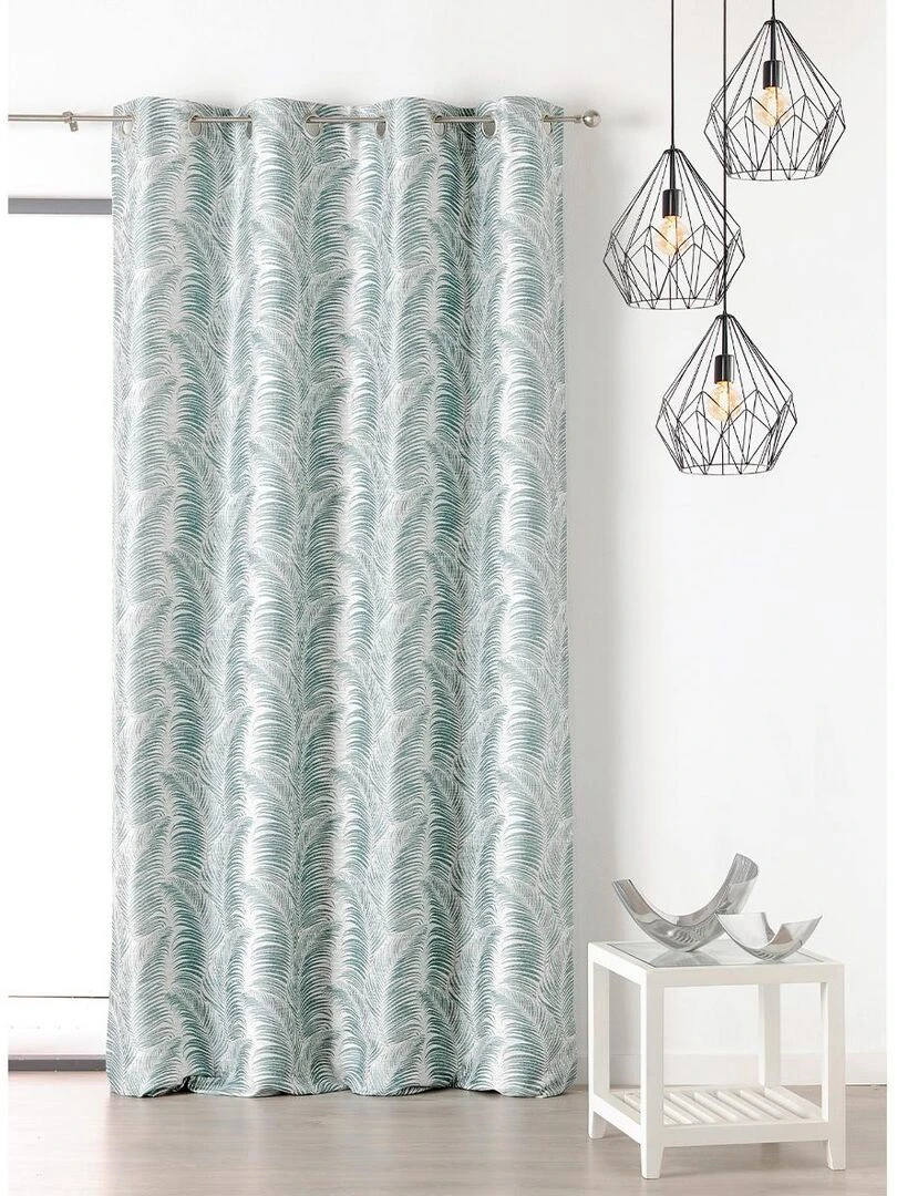 Rideau à oeillets aux motifs palmes Bleu