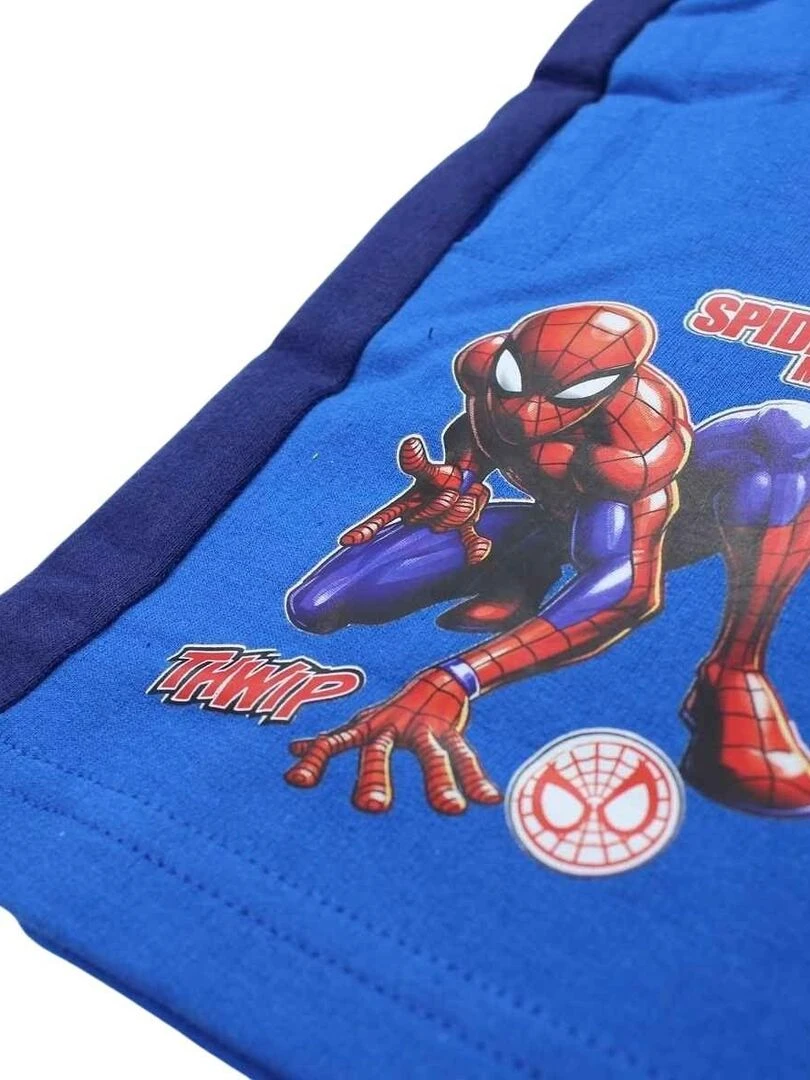 Disney   Short garçon imprimé Spiderman en coton   Bleu