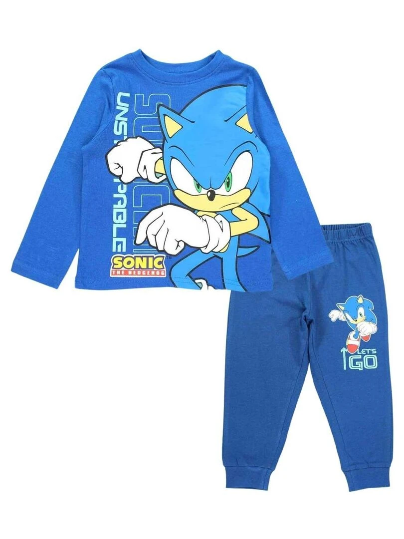 Sonic Pyjama garçon imprimé Sonic en coton Bleu