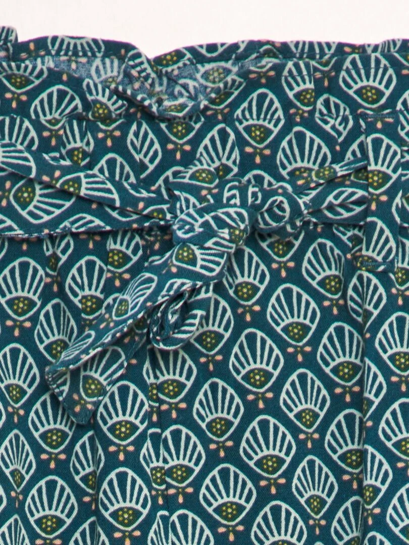 Pantalon sarouel à motif   Bleu vert