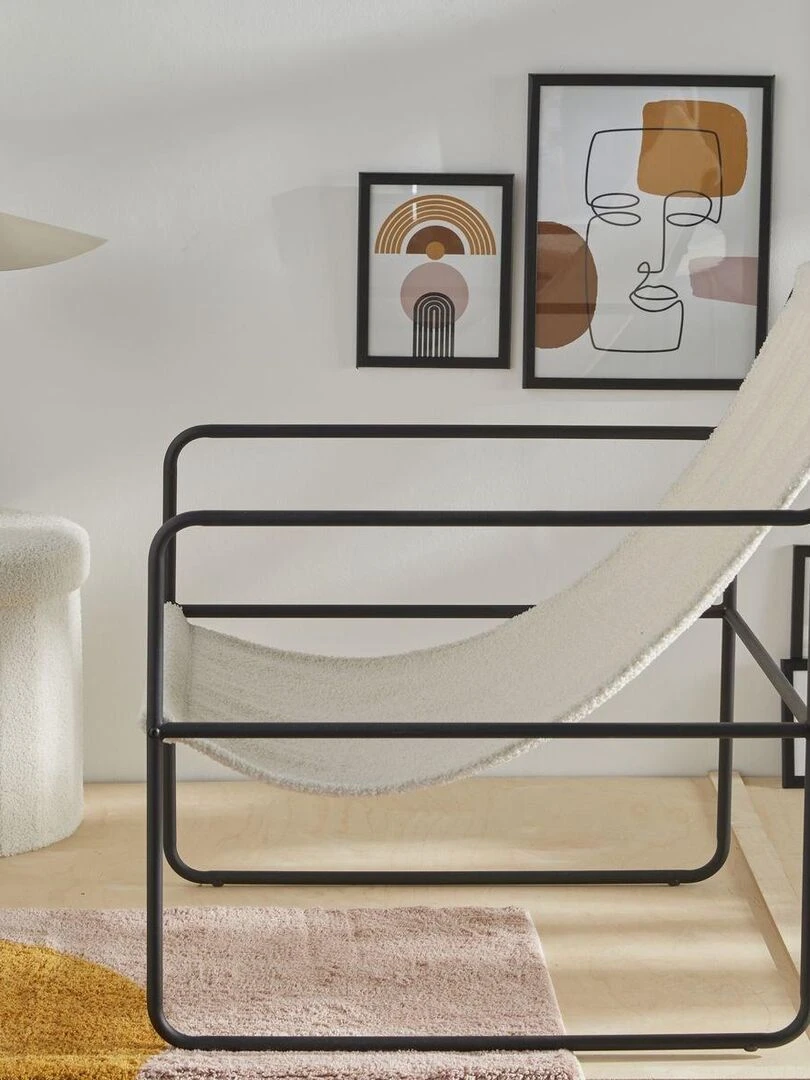 Fauteuil chilienne bouclette 'RETRO MOOD' 'TODAY'   Ecru