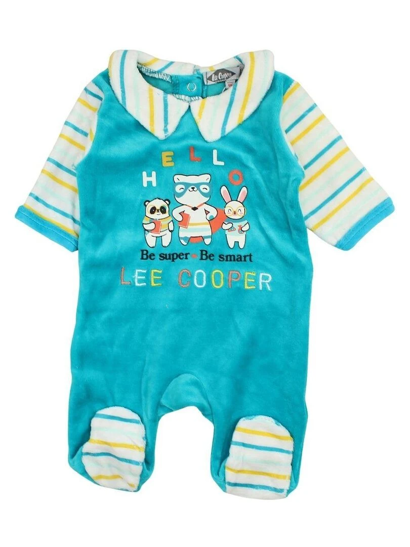 Lee Cooper Grenouillere bébé garçon imprimé Lee Cooper en coton Bleu turquoise