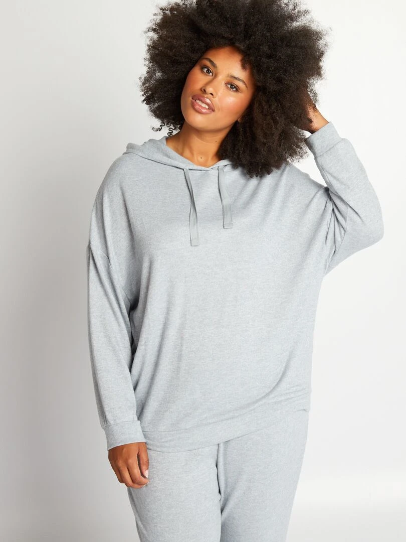 Haut de pyjama maille douce Sweat Bleu/gris