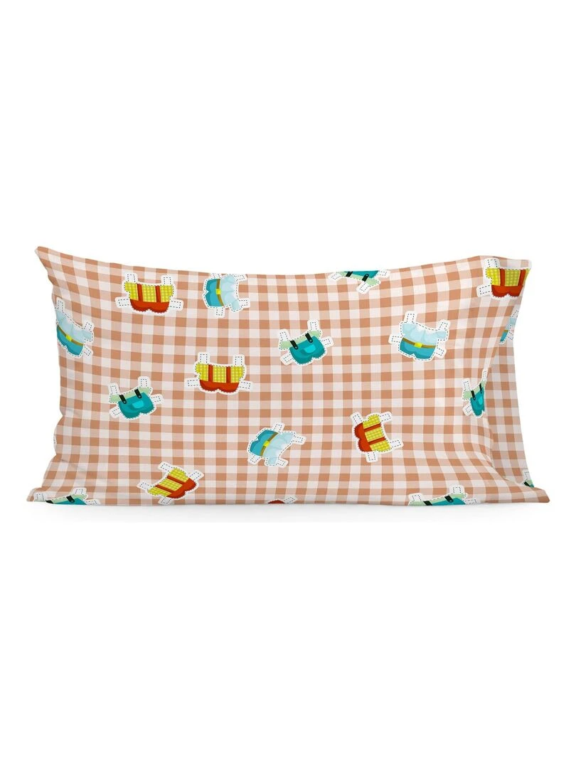 Taie d'oreiller Piggys vichy "Happyfriday" Multicolore